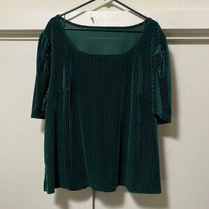 Shein curve, emerald green, short sleeve, brushed corduroy tunic, size 4XL